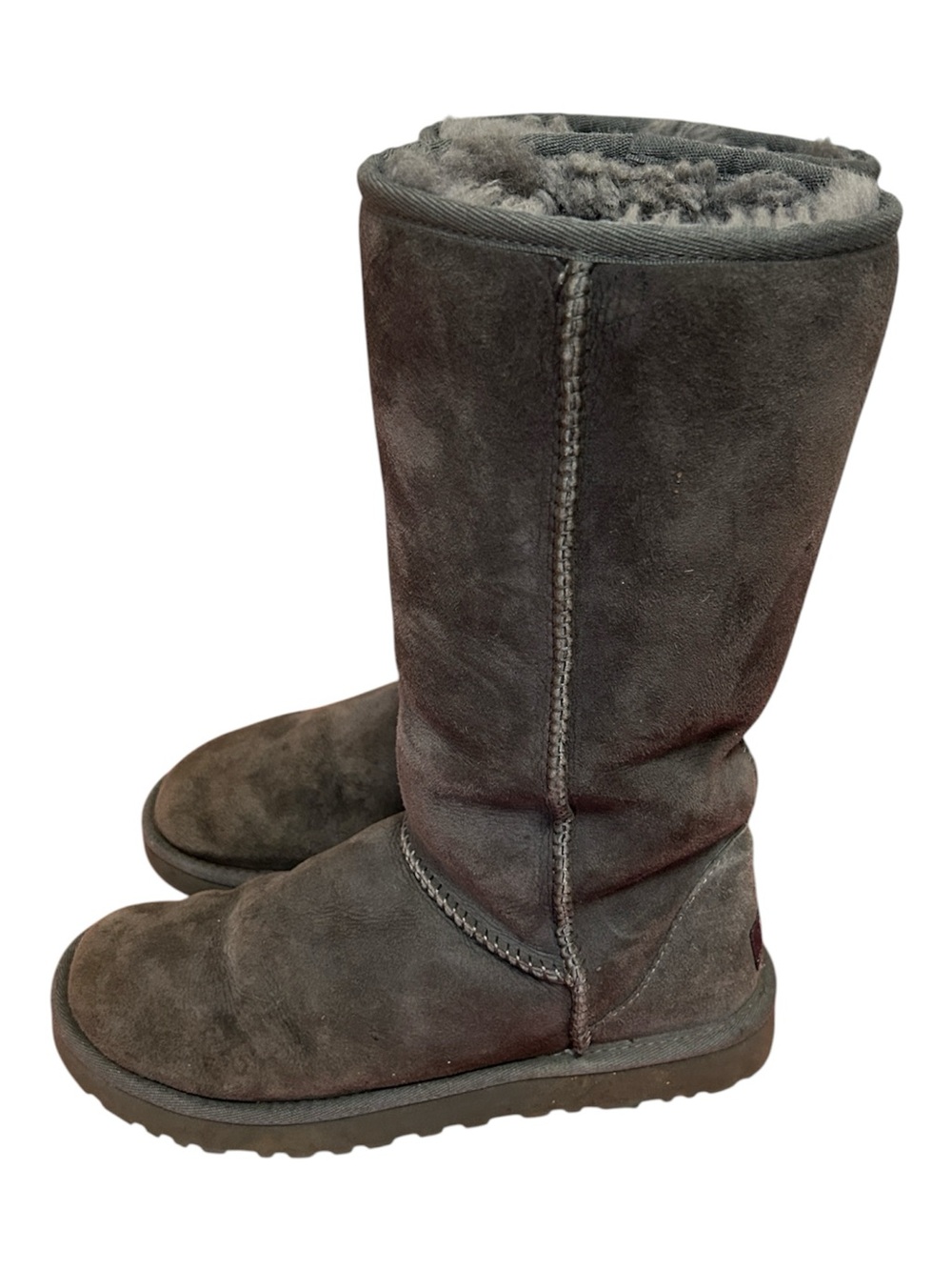 UGG Women's Classic Tall Style# 5815 Boots Gray Y2K Sheepskin Suede SZ 7 *stains - Picture 2 of 7